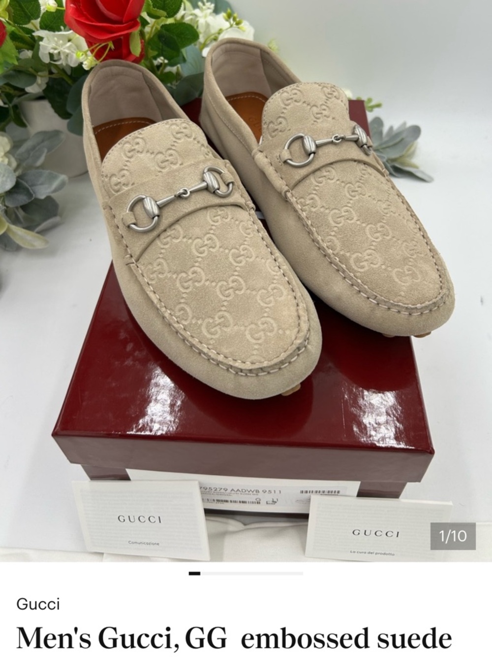 SOLD !!!!! Men’s Gucci GG in boss suede driver loafer size 11 fits 12 US